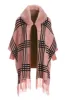 Plaid Faux Fur Collar Poncho Pink Multi sold by Boston Proper