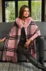 Plaid Faux Fur Collar Poncho Pink Multi sold by Boston Proper