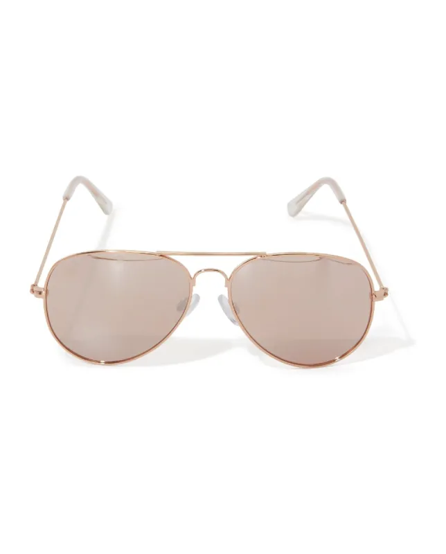 Classic Aviator Sunglasses Rose Gold sold by Boston Proper