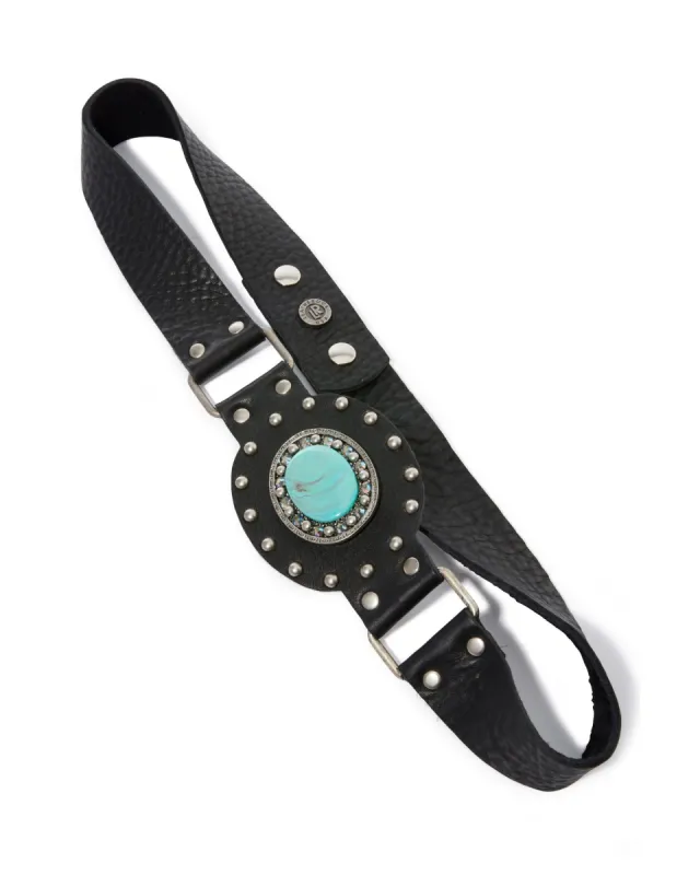 Stone And Studded Leather Waist Belt Black sold by Boston Proper