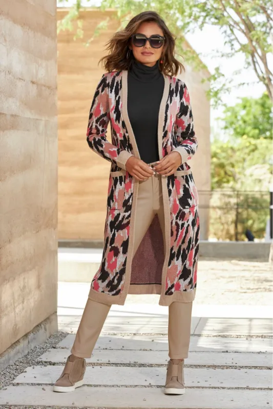Multi Leopard Jacquard Duster Multi sold by Boston Proper