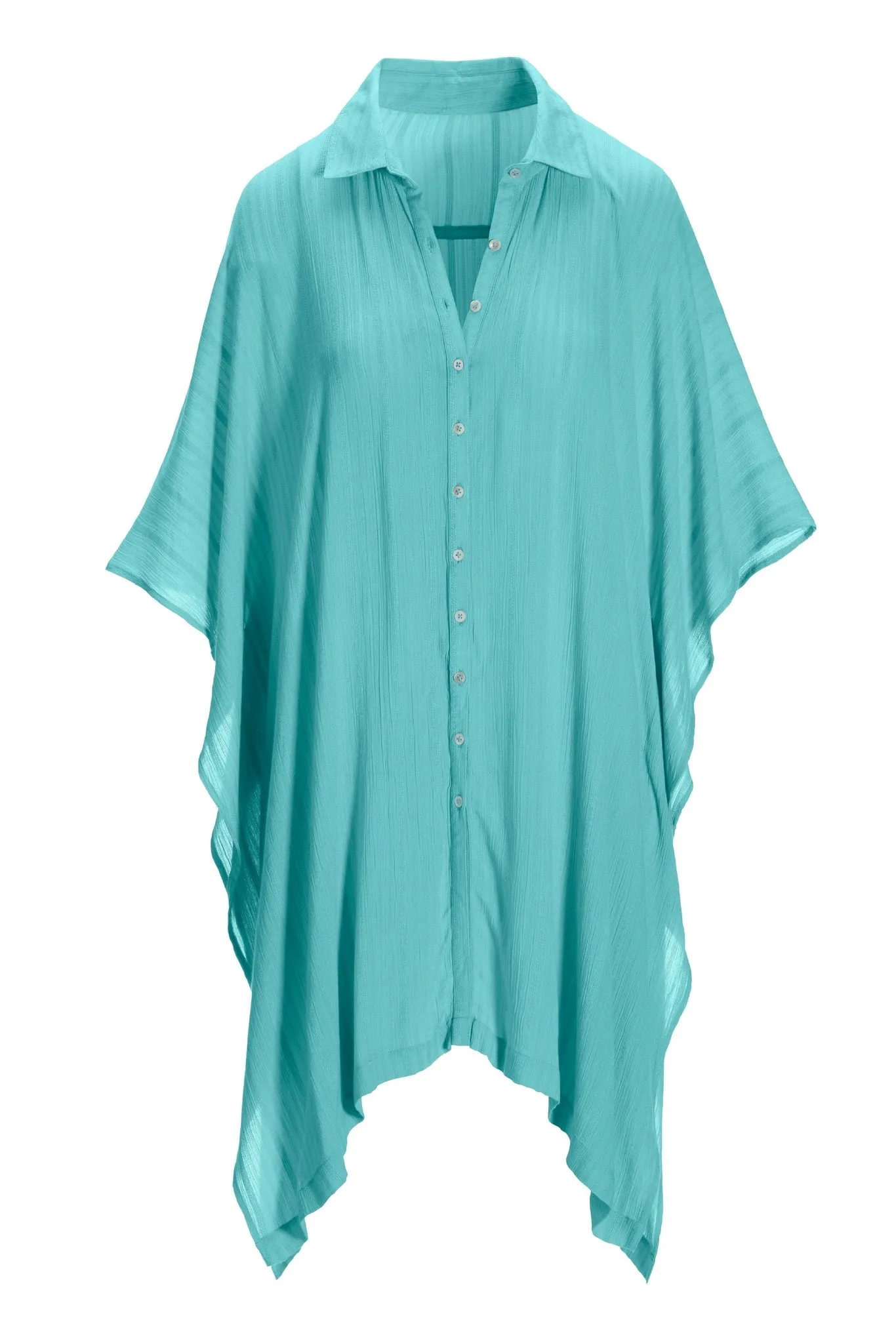 Tie Front Versatile Shirt And Cover Up Fountain Blue sold by Boston Proper product image thumbnail 2