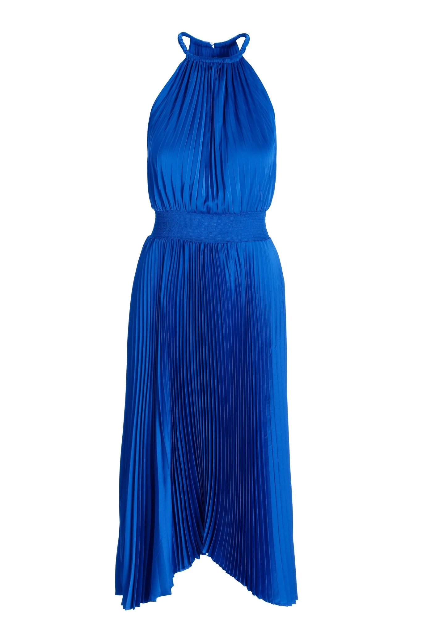 Pleated High Neck Blouson Midi Dress Lapis Blue sold by Boston Proper product image thumbnail 2