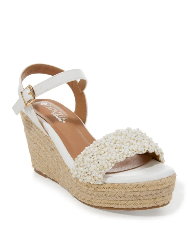 Pearl Embellished Wedge White sold by Boston Proper