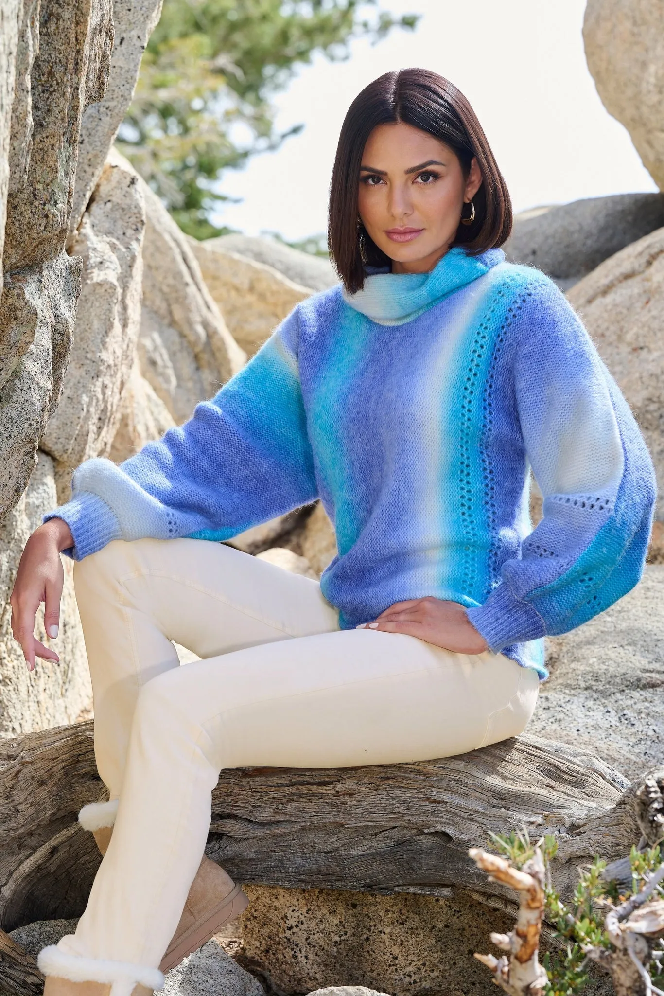 Ombre Turtleneck Sweater Blue Multi sold by Boston Proper