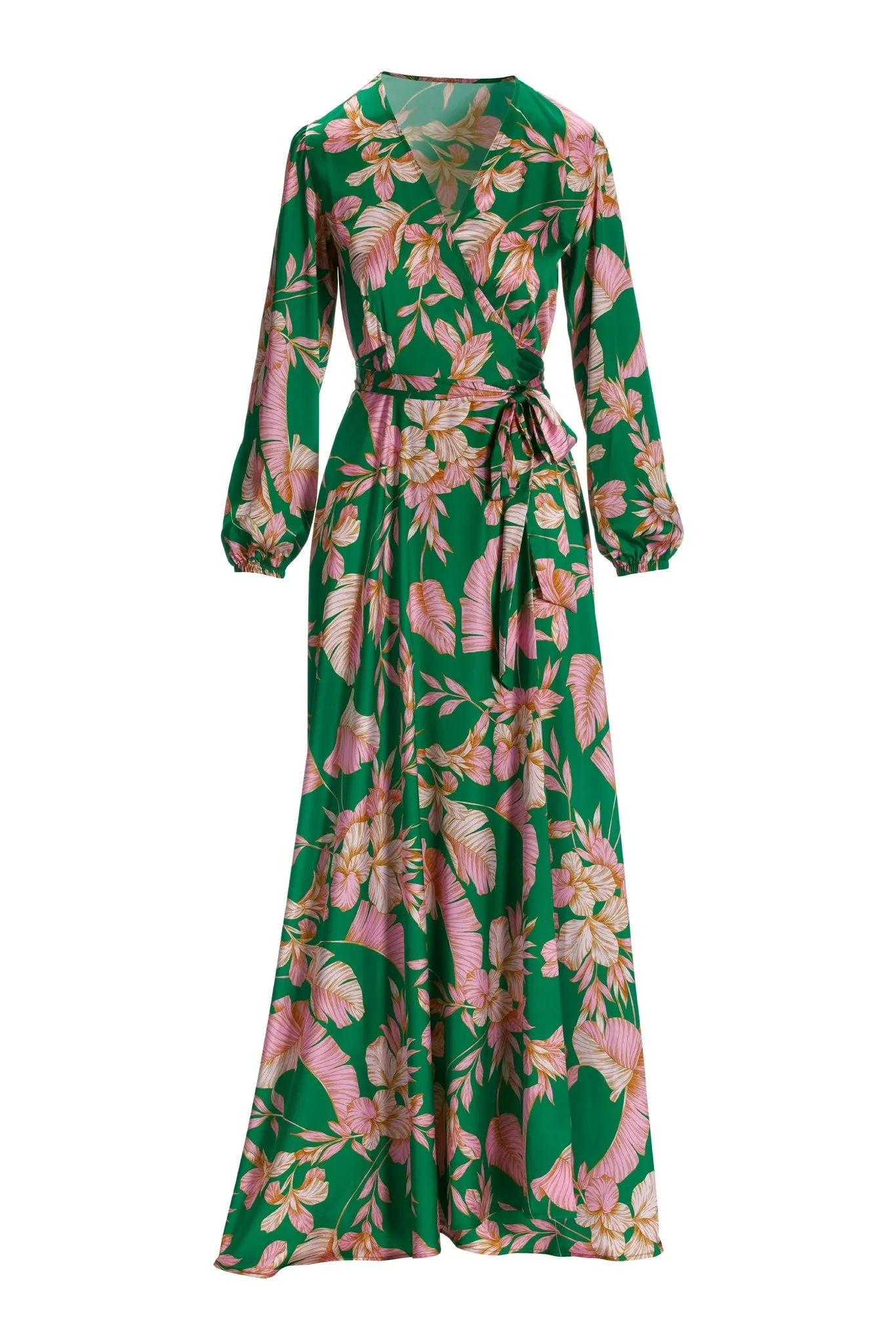 Tropical Summer Wrap Maxi Dress Green sold by Boston Proper product image thumbnail 2