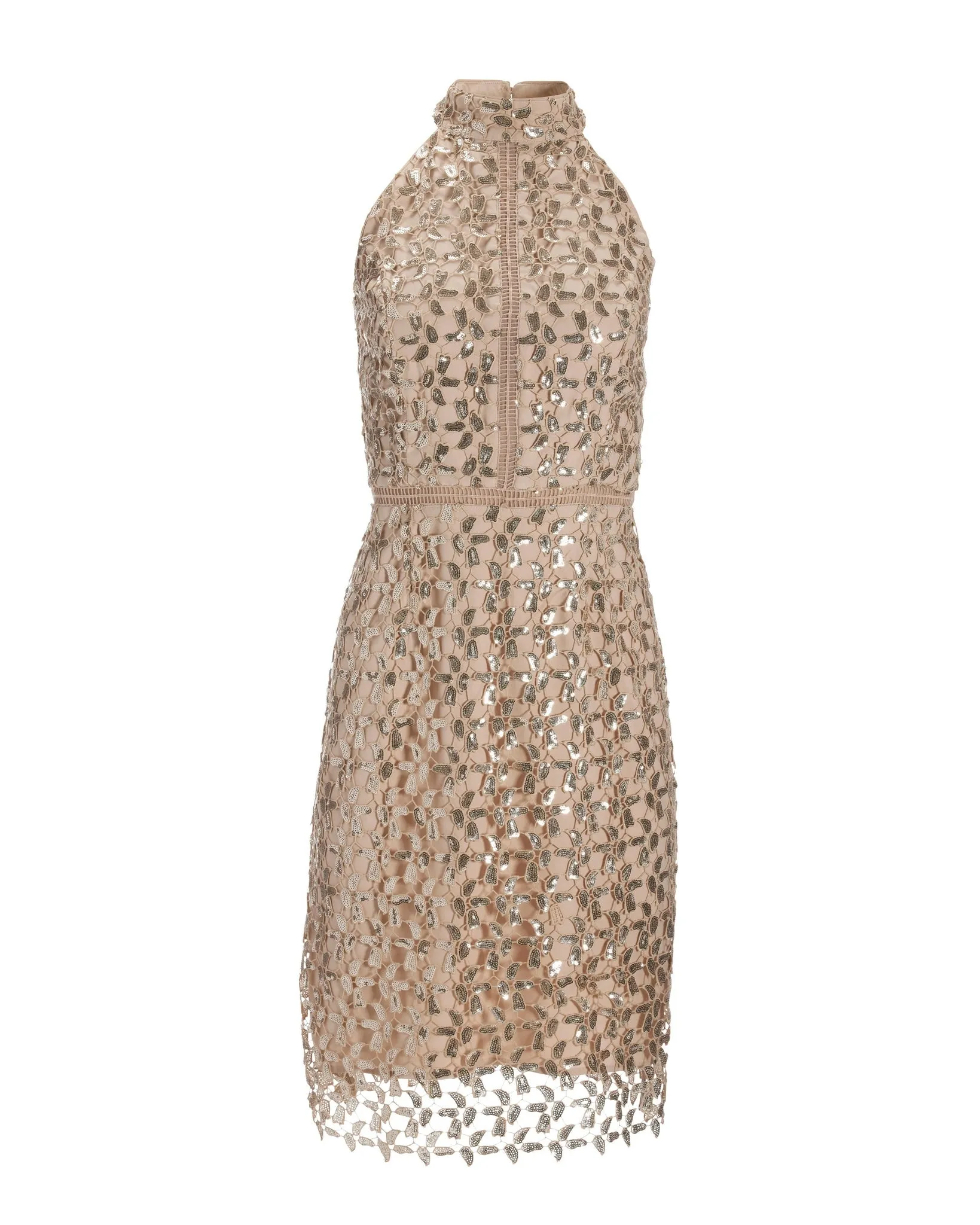 Sequin Lace High Mock Neck Sheath Dress Champagne sold by Boston Proper product image thumbnail 2