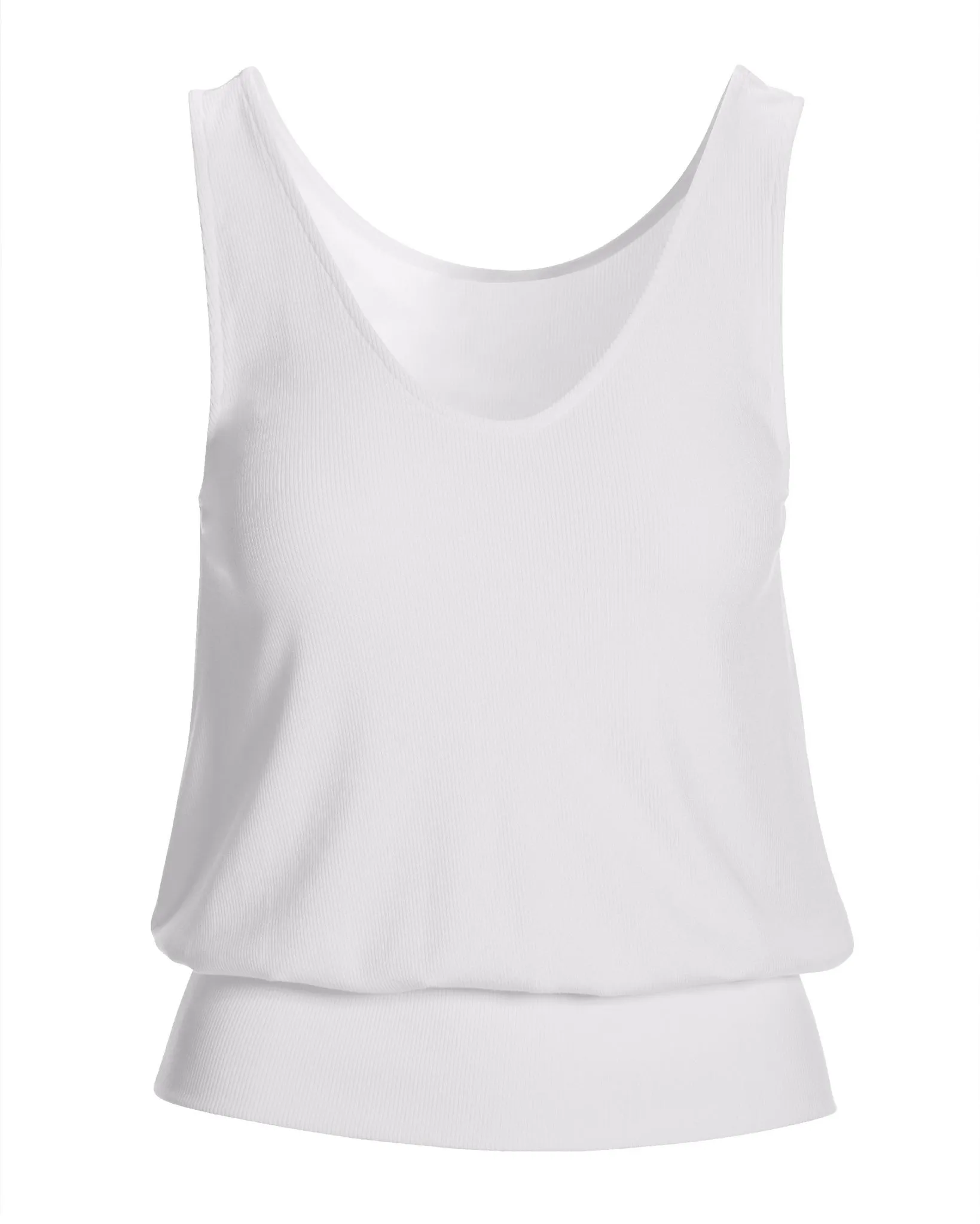 So Essential Rib V Neck Blouson Top Pure White sold by Boston Proper product image thumbnail 2