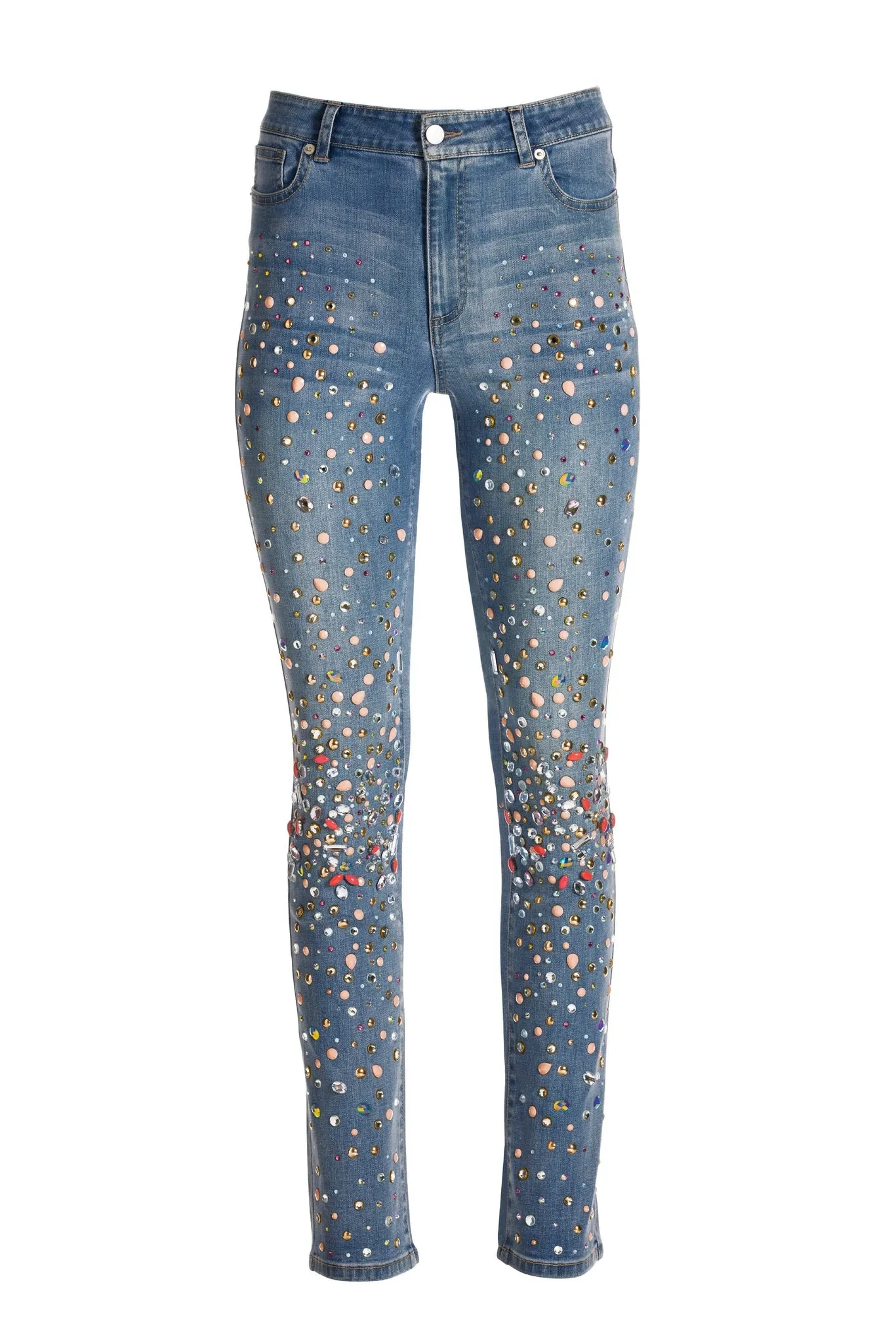Scattered Embellishment Slim Straight Leg Jean Light Med Wash sold by Boston Proper product image thumbnail 2