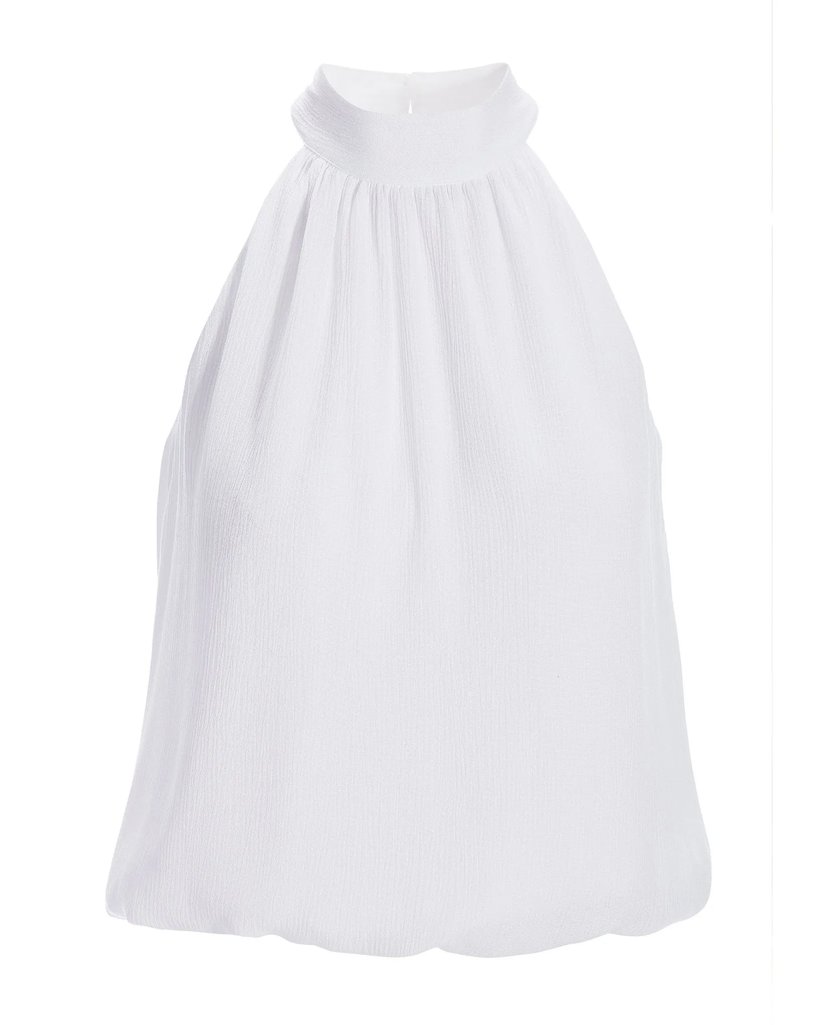 Gauze Mock Neck Bubble Hem Top White sold by Boston Proper product image thumbnail 2