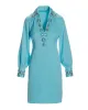 Beaded Embellished Trim Collared Tunic Dress Blue Topaz sold by Boston Proper