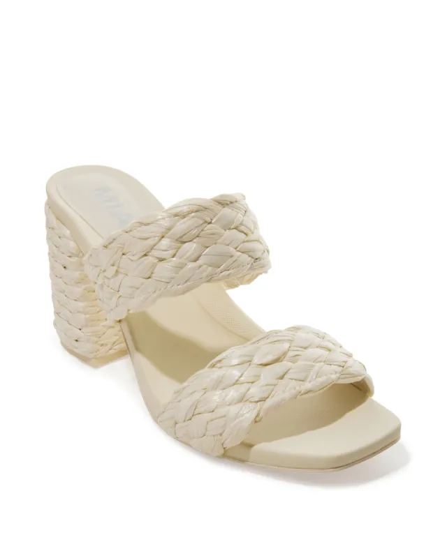 Raffia Double Strap Block Heel White sold by Boston Proper