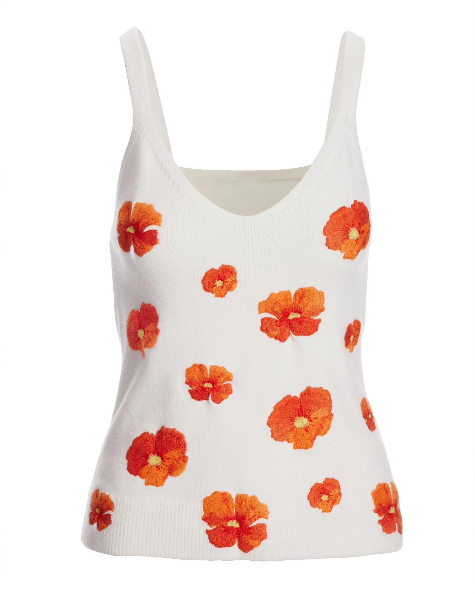 Floral Embroidered Sweater Tank White/Orange sold by Boston Proper product image thumbnail 2