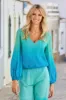 Sequin Ombre Blouson Blouse Blue Multi sold by Boston Proper