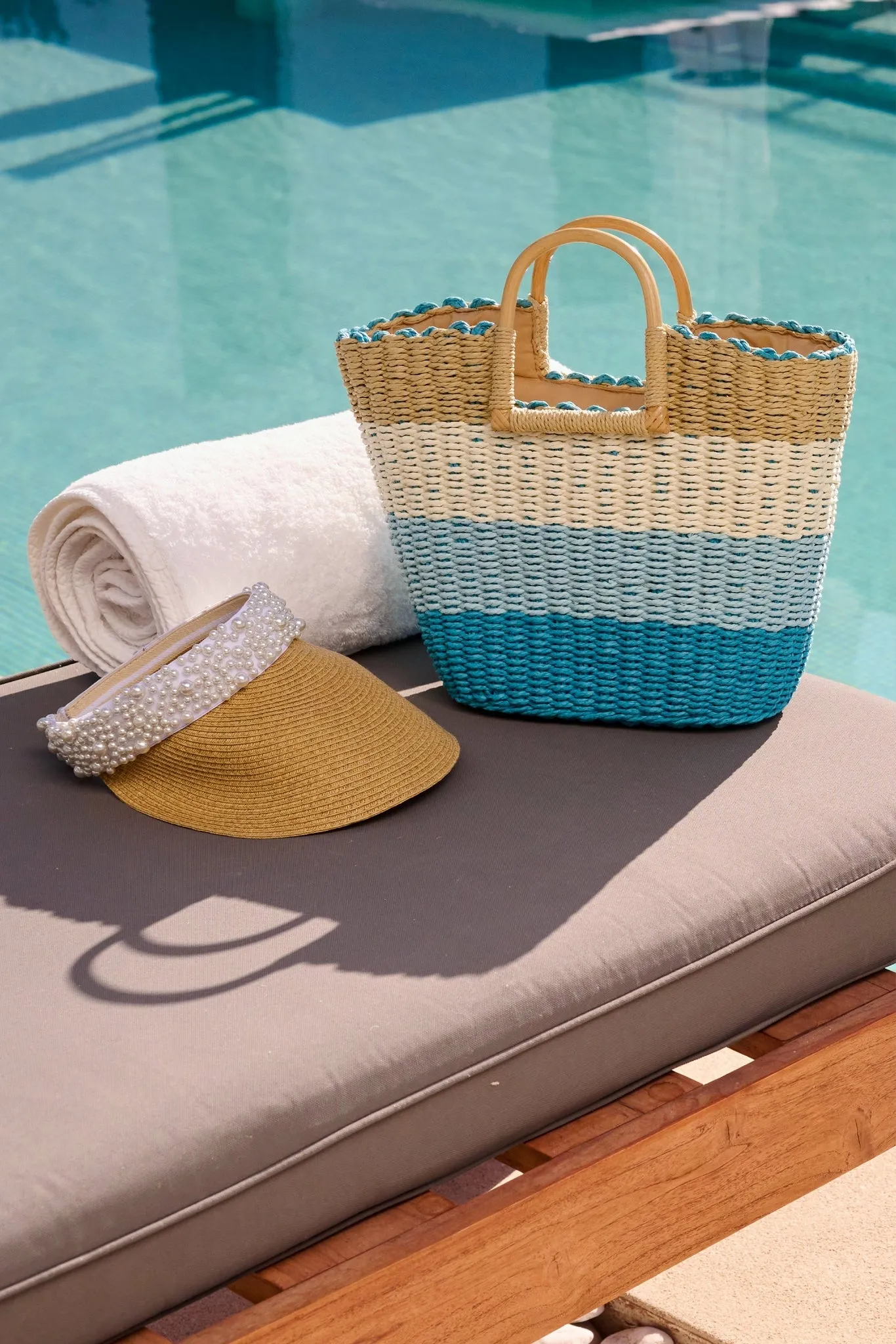 Blue Stripe Straw Bag Blue sold by Boston Proper product image thumbnail 2