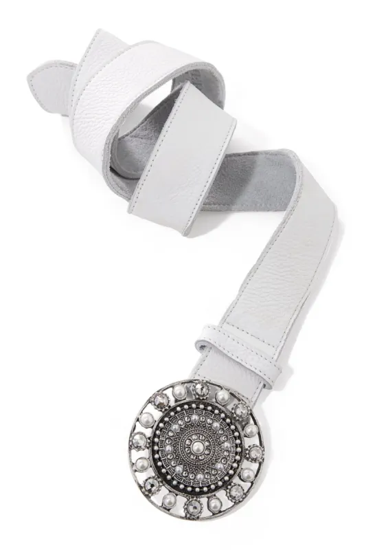 Crystal And Pearl Buckle Belt White Multi sold by Boston Proper