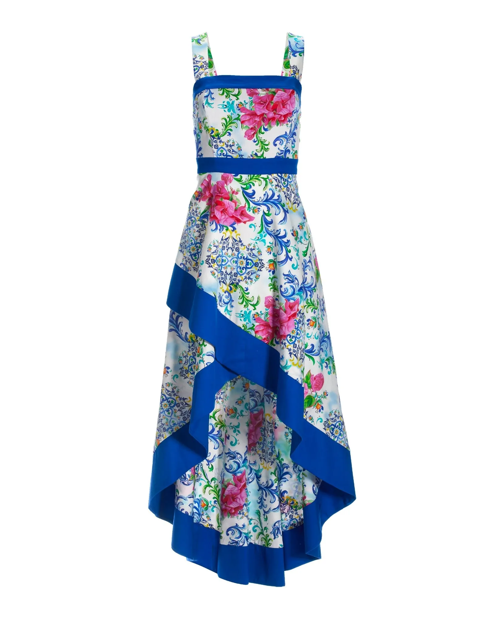 Capri Tiles Print Square Neck High Low Dress Multi sold by Boston Proper product image thumbnail 2