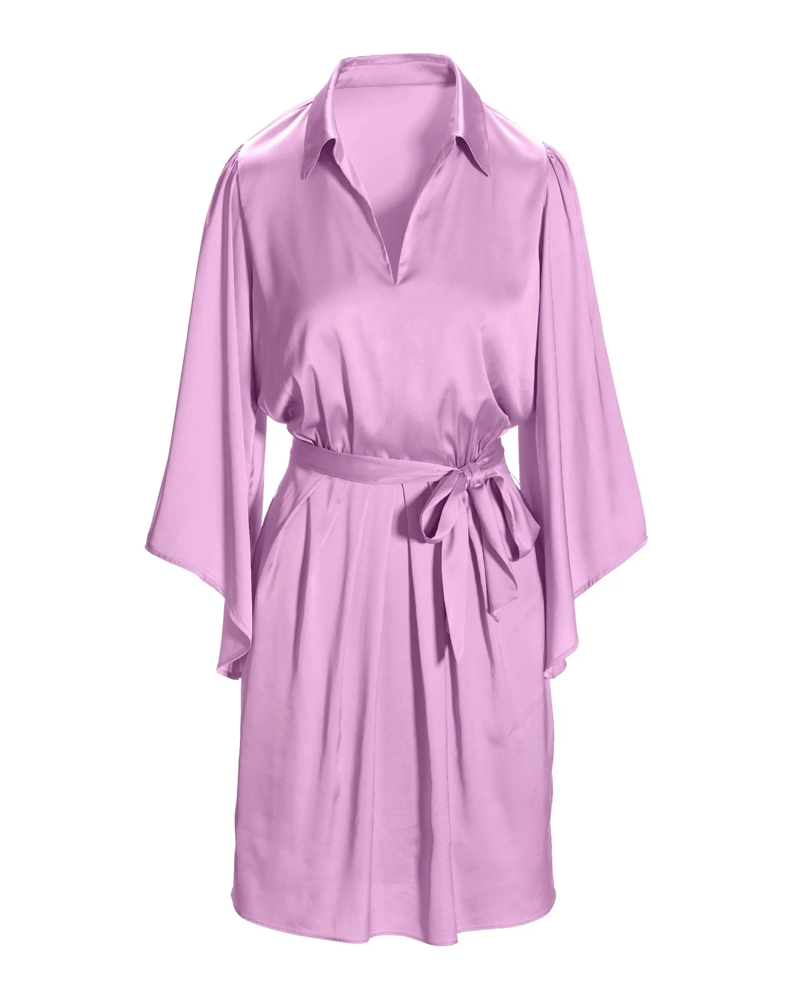 Flare Sleeve Collared Charmeuse Dress Orchid Bouquet sold by Boston Proper product image thumbnail 2