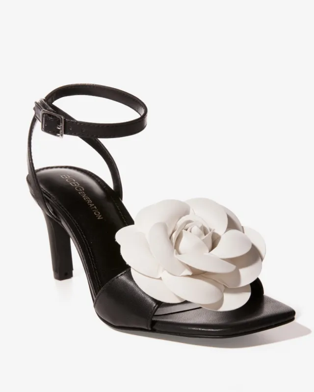 Floral Ankle Strap Heel Black White sold by Boston Proper