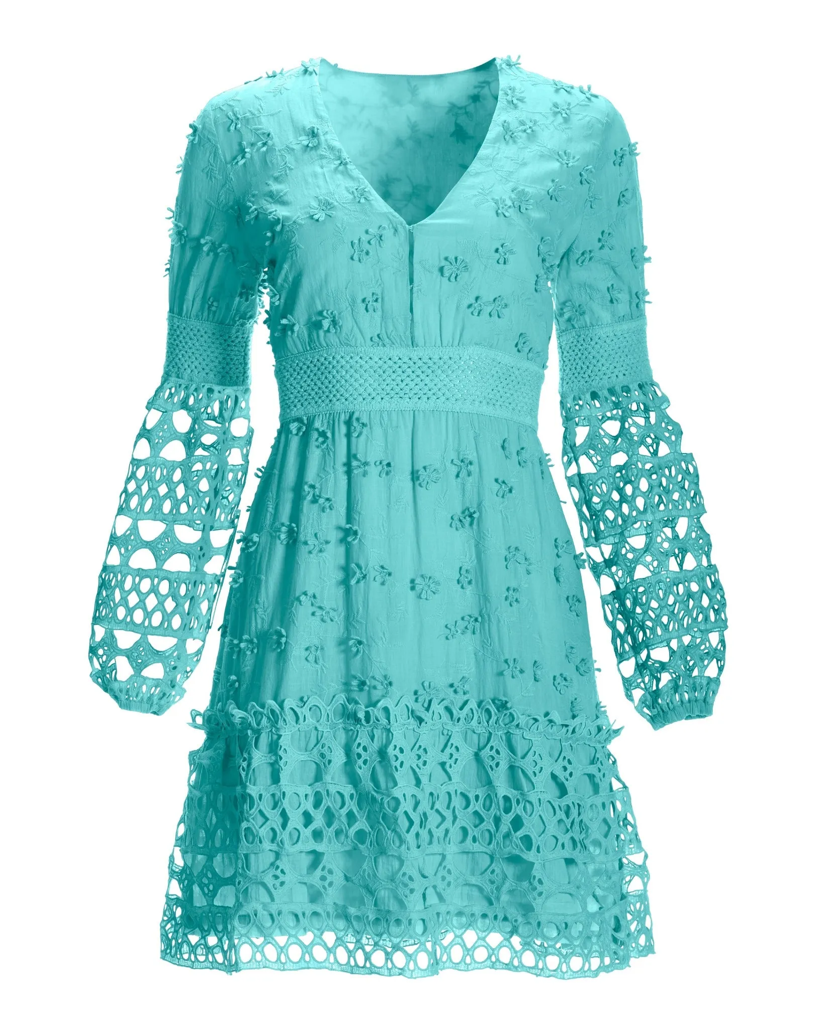 Mixed Media Short Dress Blue Radiance sold by Boston Proper product image thumbnail 2