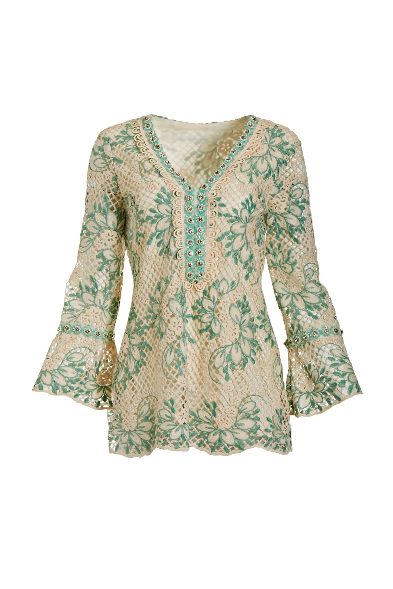 Lace Embellished Tunic Top Off White Multi sold by Boston Proper product image thumbnail 2
