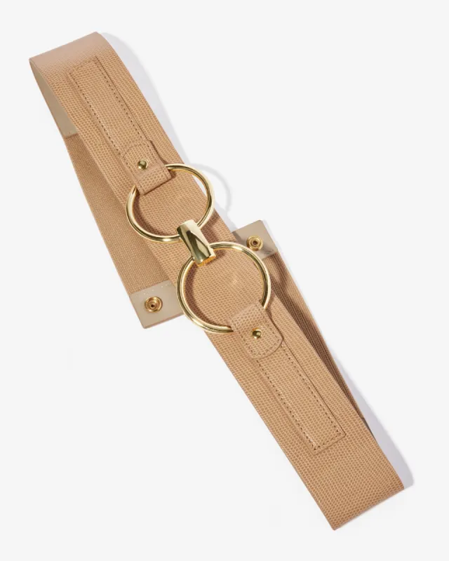 Elastic Waist Belt with Gold Hardware Classic Tan sold by Boston Proper