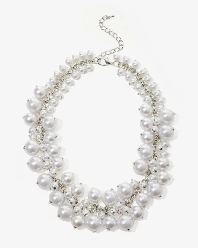 Silver Pearl Necklace Pearl/Silver sold by Boston Proper