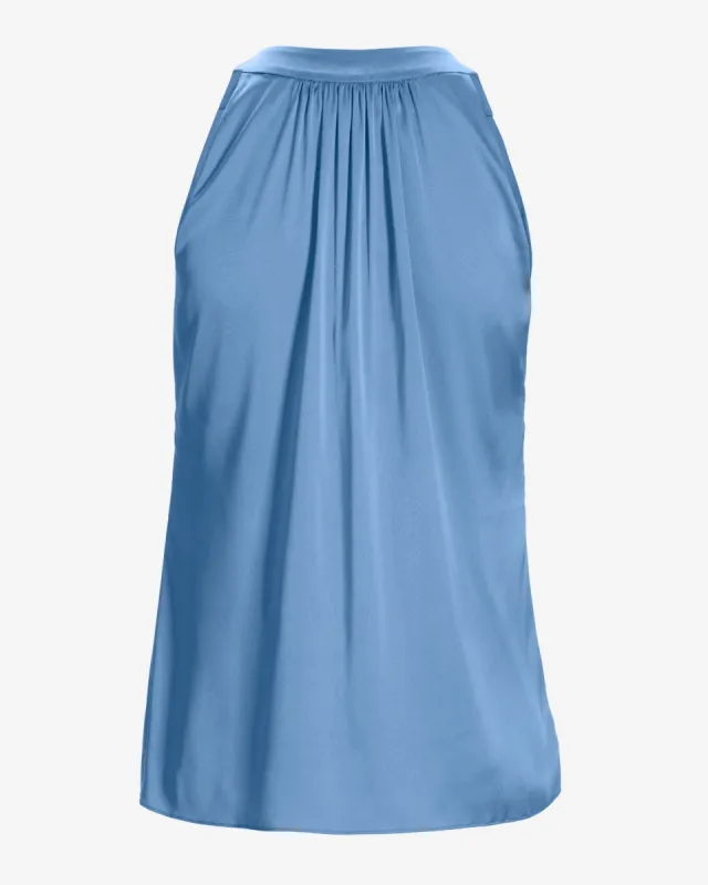 Nikki V-Neck Charmeuse Blouse Clear Blue Sky sold by Boston Proper