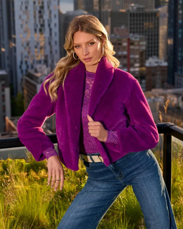 Shawl Collar Versatile Faux Fur Chubby Hollyhock sold by Boston Proper