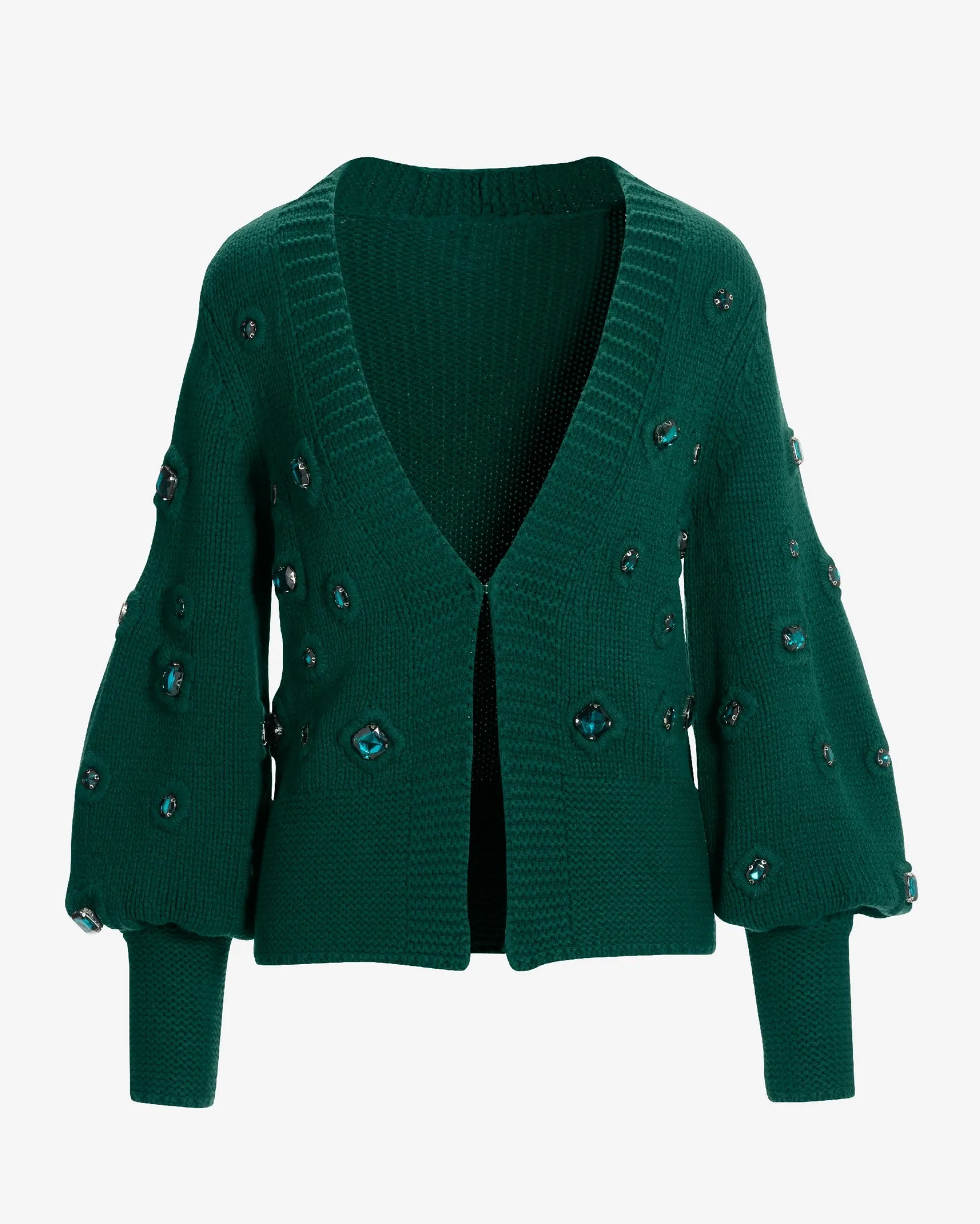 Gem Embellished Cardigan Deep Emerald sold by Boston Proper product image thumbnail 2