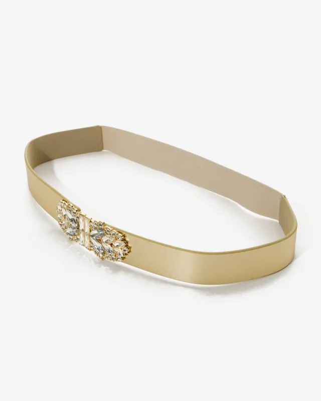 Crystal Embellished Elastic Waist Belt Gold sold by Boston Proper