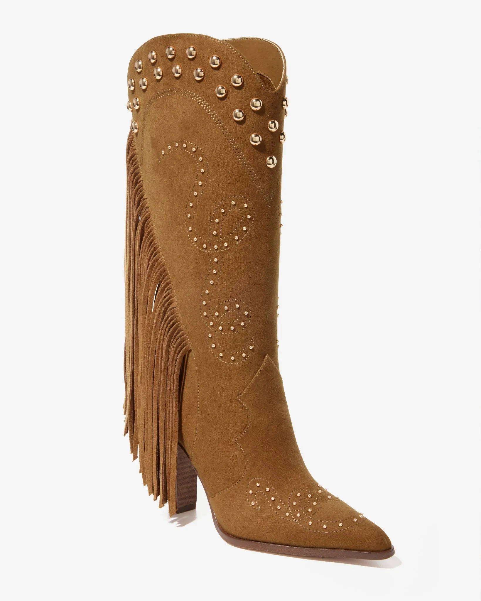 Fringe Studded Boot Tan sold by Boston Proper