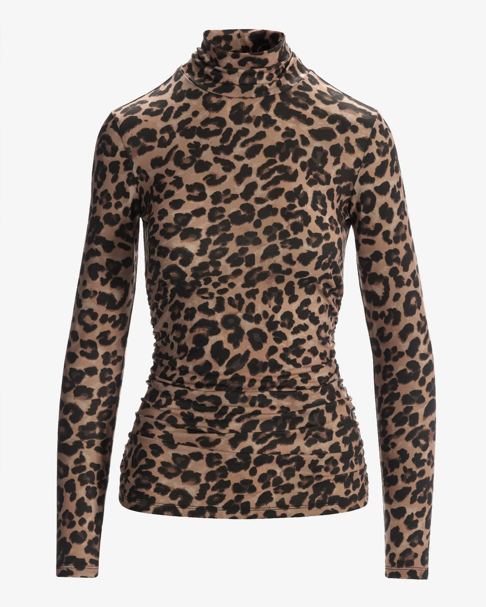 So Chic Winter Cheetah Ruched Turtleneck Top Brown sold by Boston Proper product image thumbnail 2