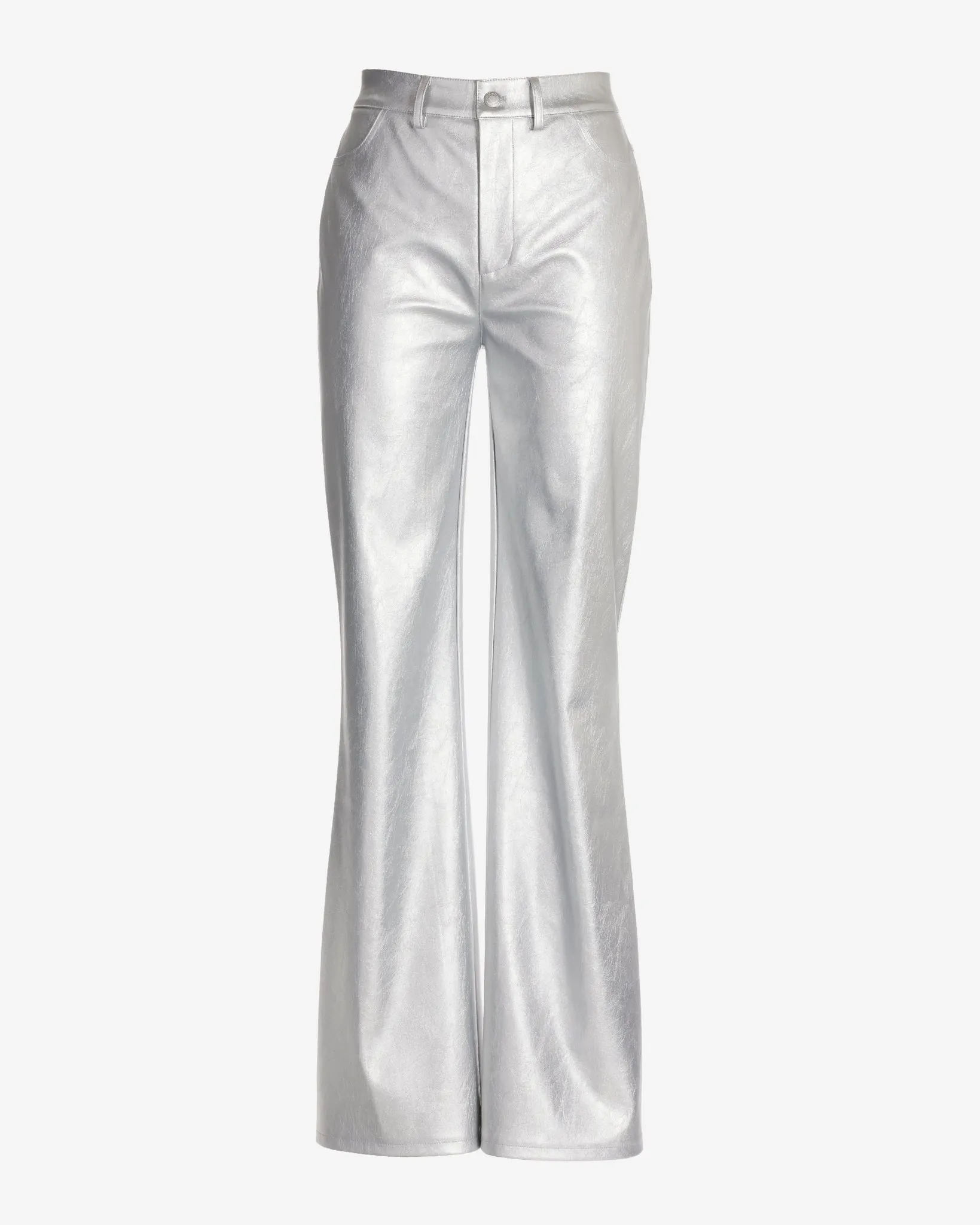 Malibu Faux Leather Wide Leg Five Pocket Pant Silver sold by Boston Proper product image thumbnail 2