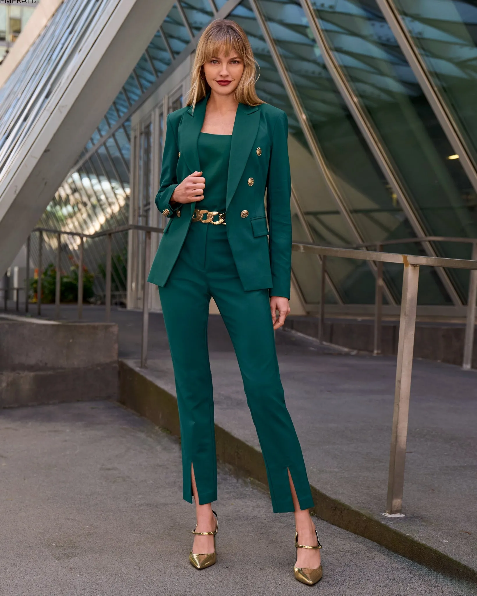 Newport Modern Slim Straight Leg Slit Front Trouser Pant Deep Emerald sold by Boston Proper