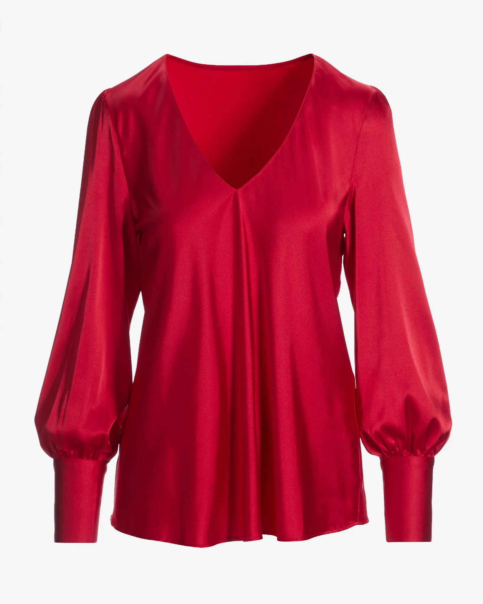 Audrey V Neck Long Sleeve Charmeuse Blouse Tomato Red sold by Boston Proper product image thumbnail 2