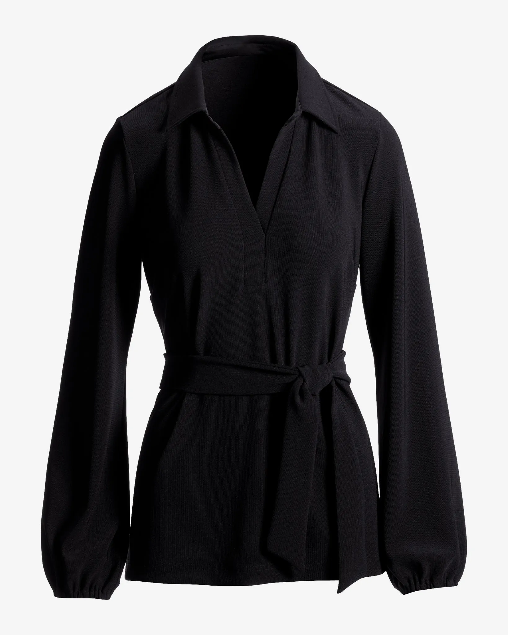 Beyond Travel Tie Waist Tunic Top Jet Black sold by Boston Proper product image thumbnail 2