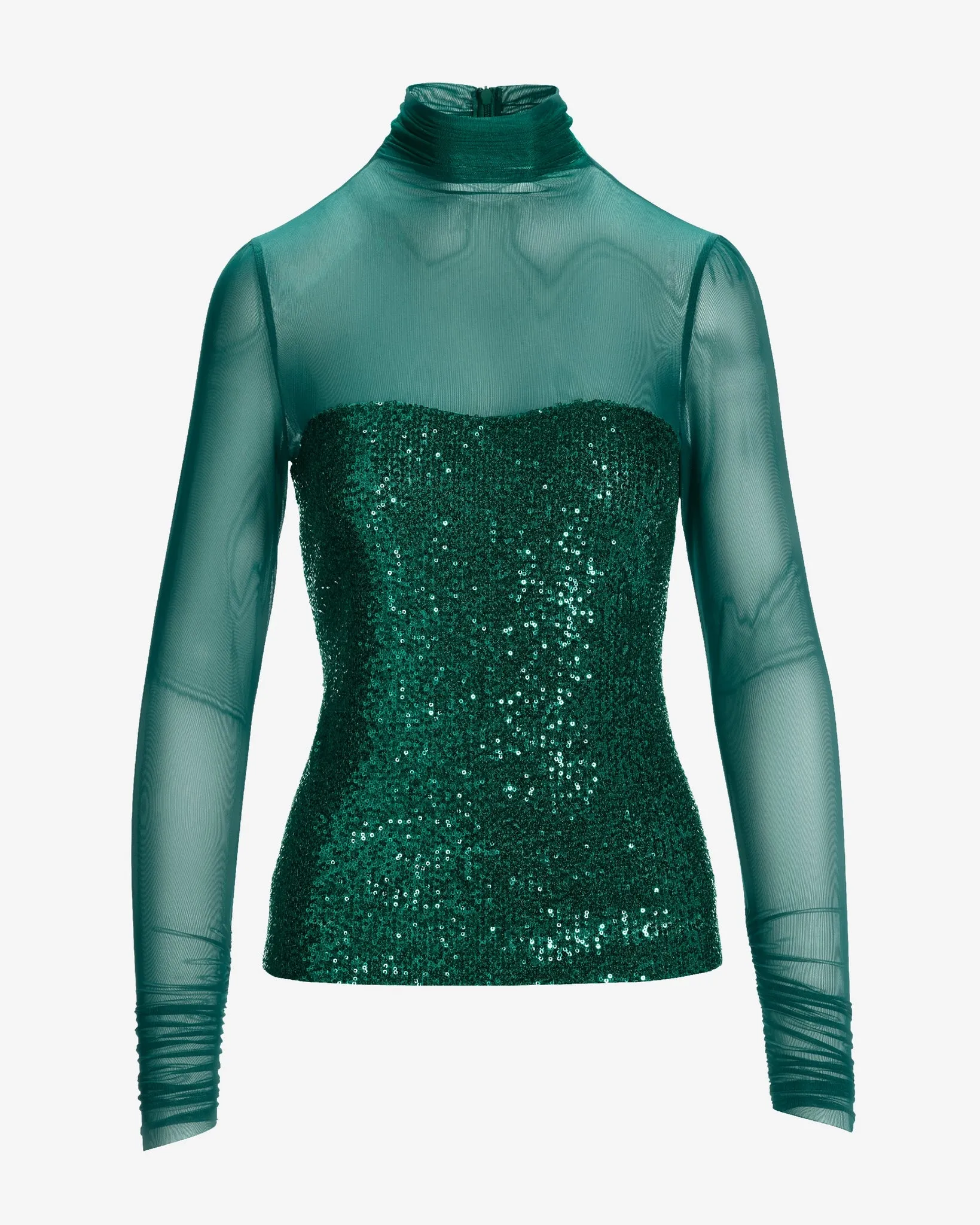Sequin Sheer Top Deep Emerald sold by Boston Proper product image thumbnail 2