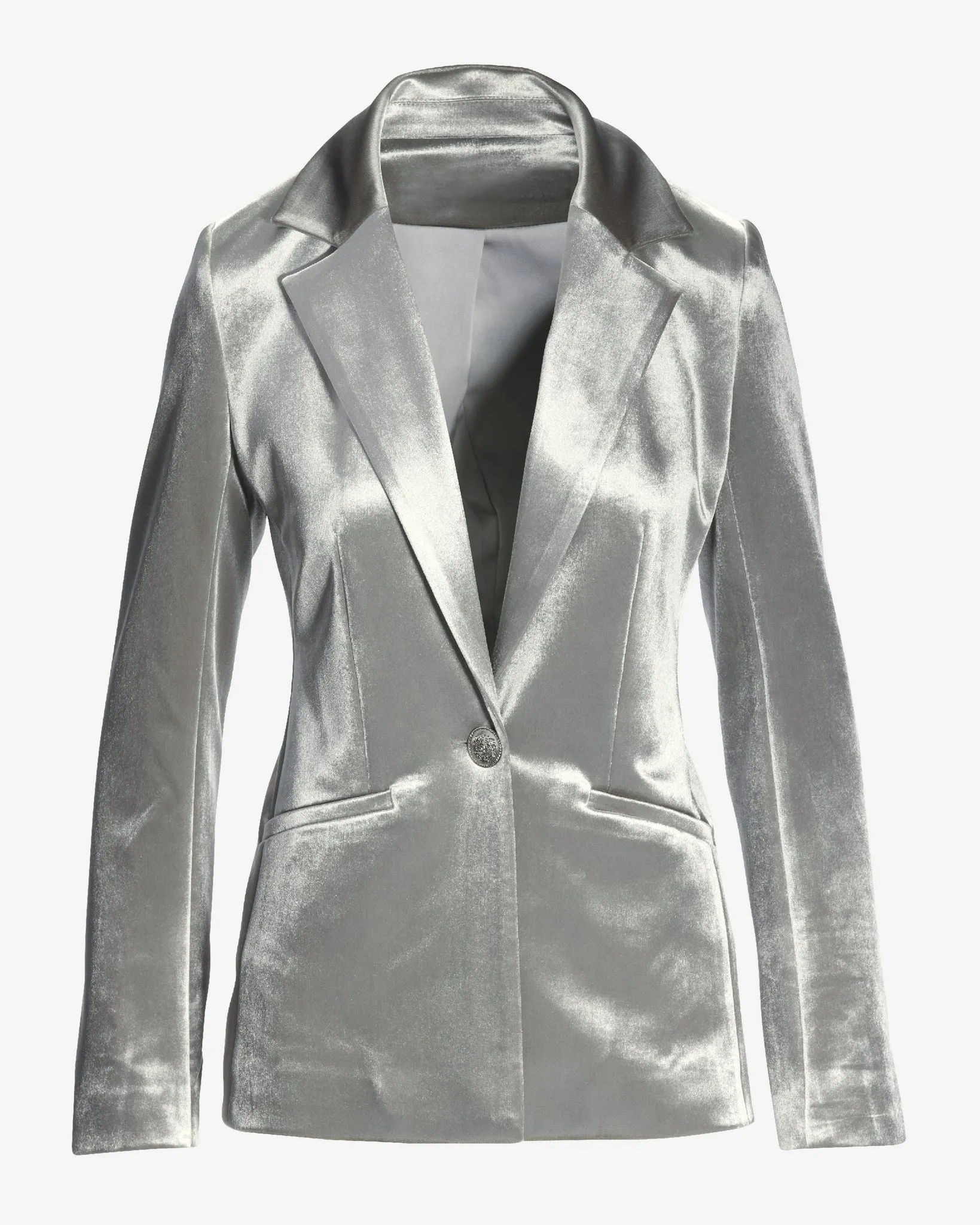 Luxe Velvet Single Button Blazer Silver sold by Boston Proper product image thumbnail 2