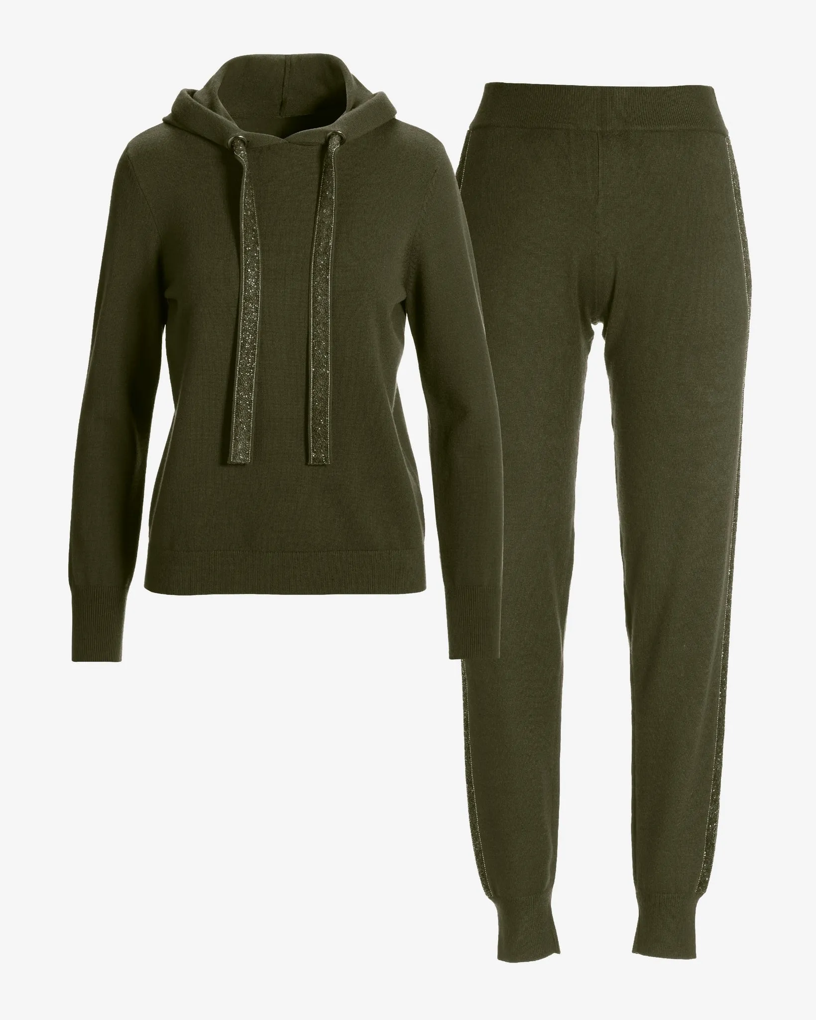 Embellished Hoodie Sweater Set Olive Night sold by Boston Proper product image thumbnail 2