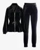 Chic Velour Drawstring Jacket and Jogger Set Black sold by Boston Proper