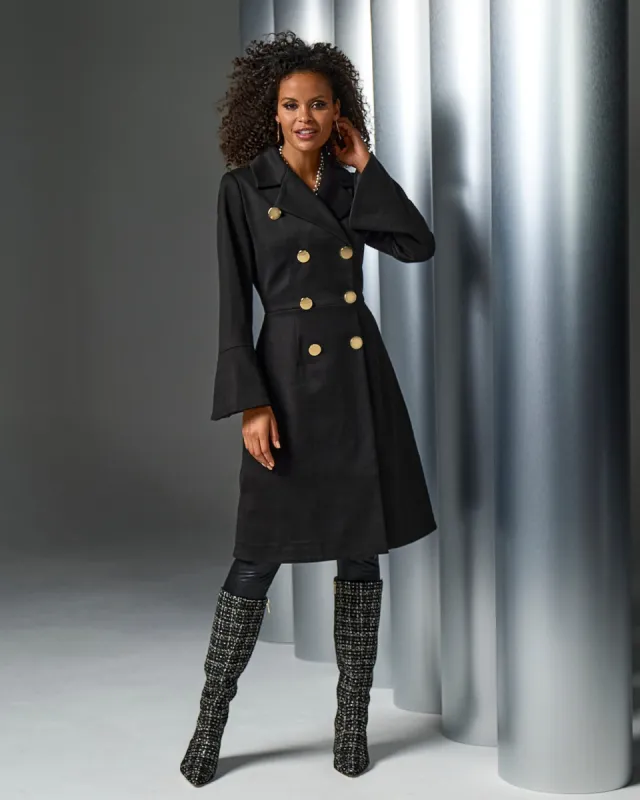 Peplum Double Breasted Coat Black sold by Boston Proper