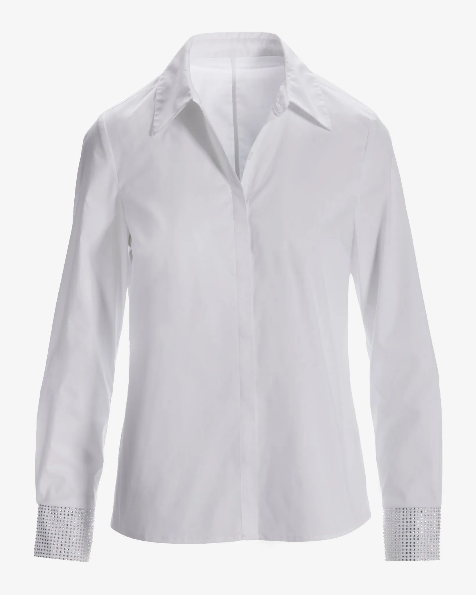 Sequin Detail Sleeve Poplin Shirt White sold by Boston Proper product image thumbnail 2