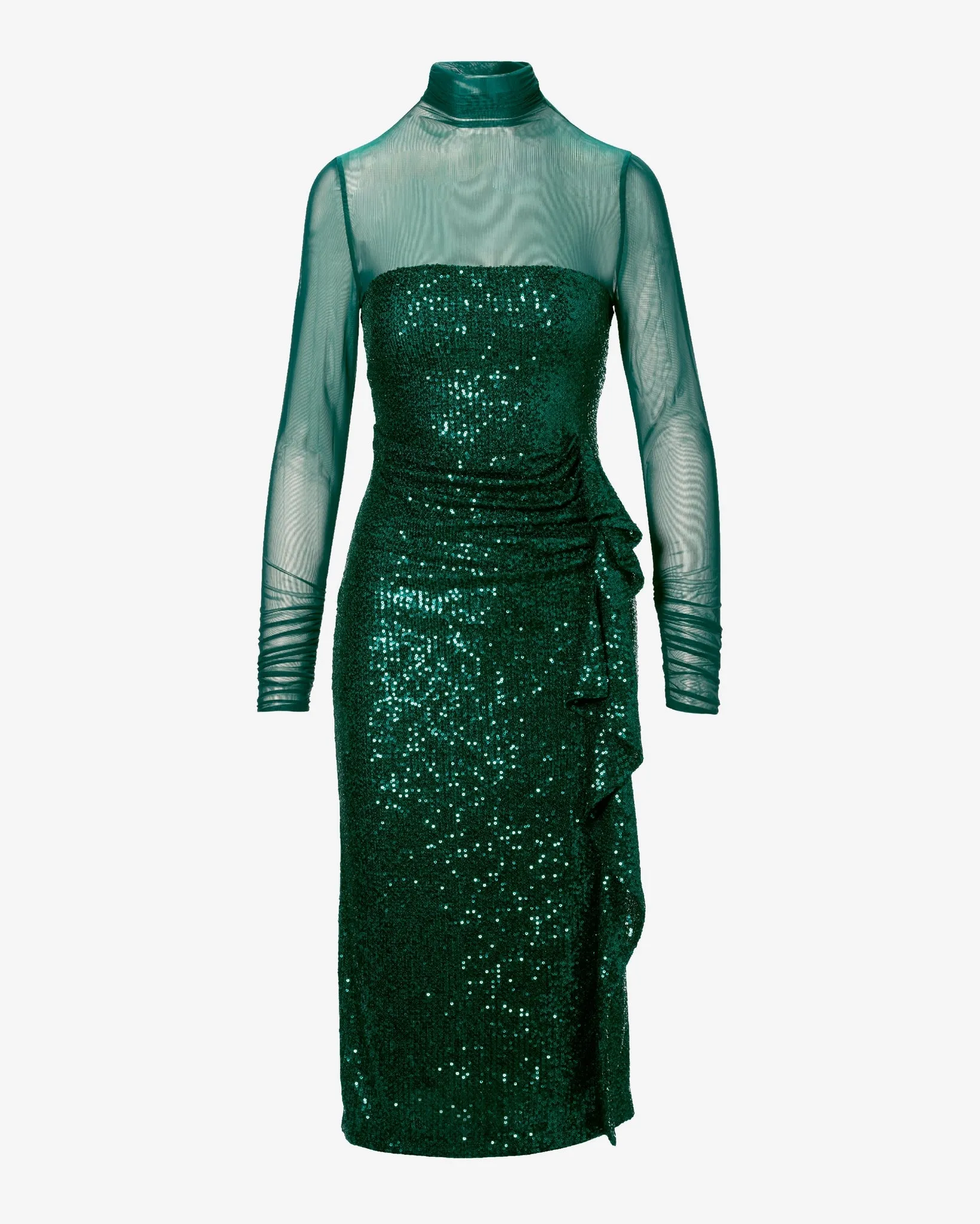 Mesh Long Sleeve Sequin Sheath Dress Deep Emerald sold by Boston Proper product image thumbnail 2