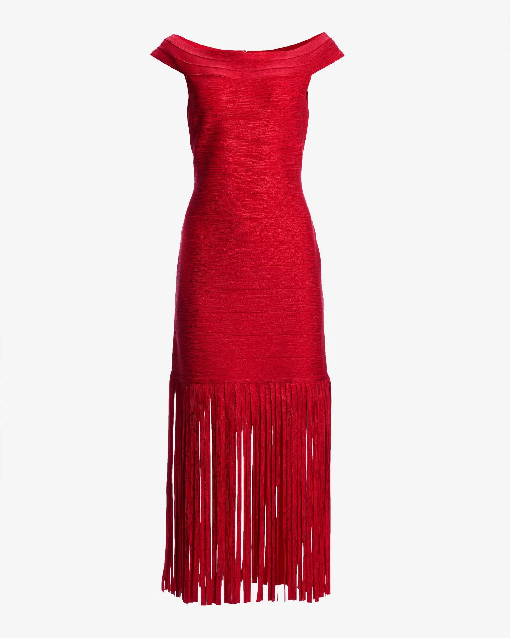 Fringe Trim Metallic Bandage Dress Racing Red sold by Boston Proper product image thumbnail 2