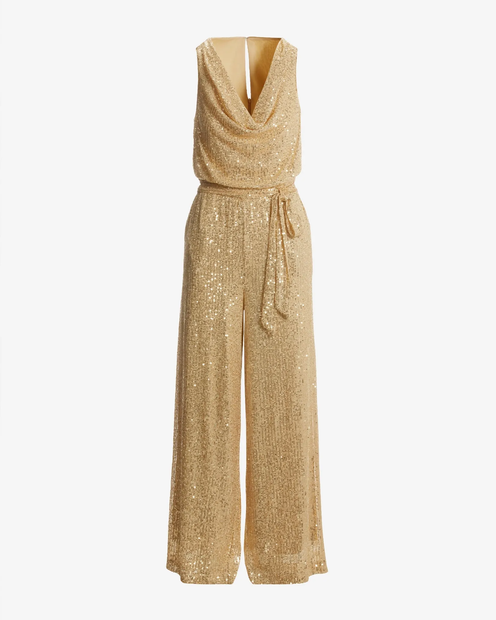 Sequin Cowl Neck Jumpsuit Gold sold by Boston Proper product image thumbnail 2