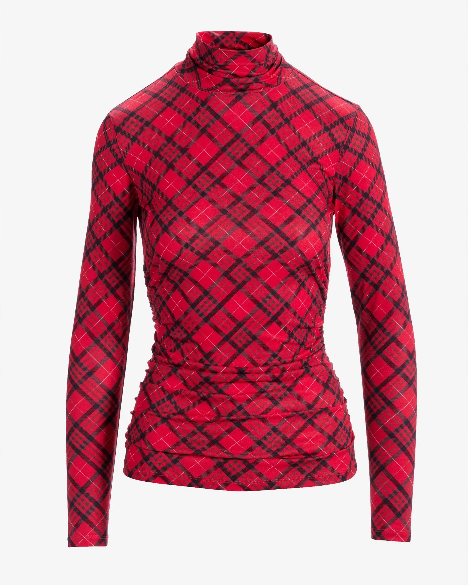 So Chic Ruched Holly Plaid Turtleneck Red sold by Boston Proper product image thumbnail 2