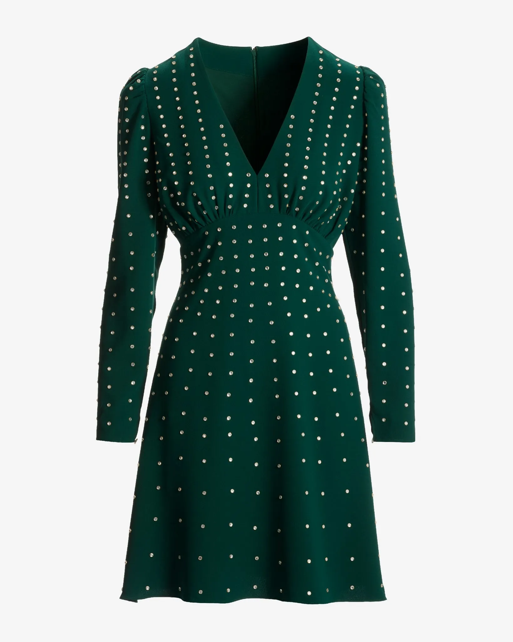 Crystal Embellished V Neck A Line Dress Deep Emerald sold by Boston Proper product image thumbnail 2