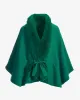 Faux Fur Tie Waist Poncho Ultramarine Green sold by Boston Proper