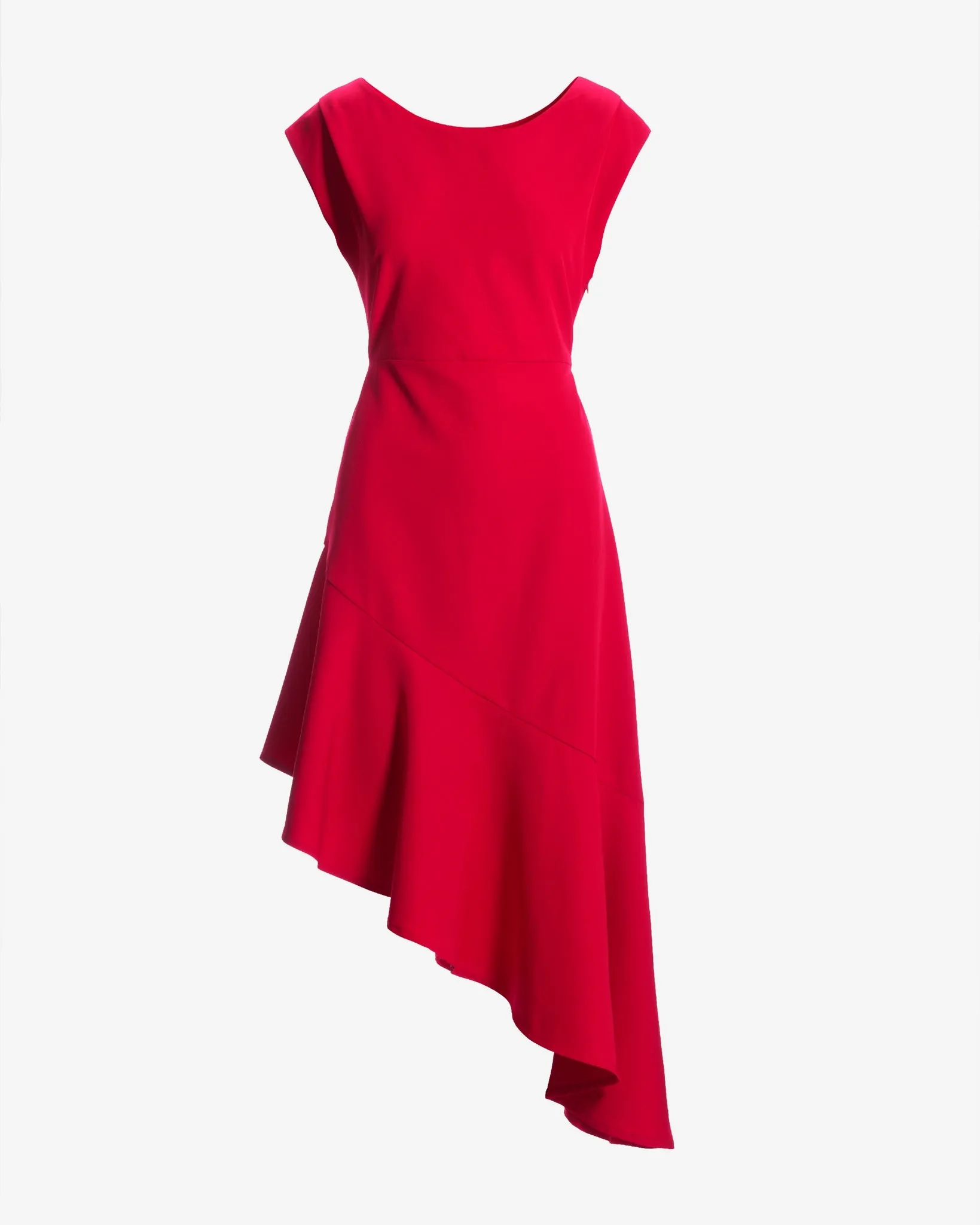 Asymmetrical Ruffle Midi Dress Racing Red sold by Boston Proper product image thumbnail 2